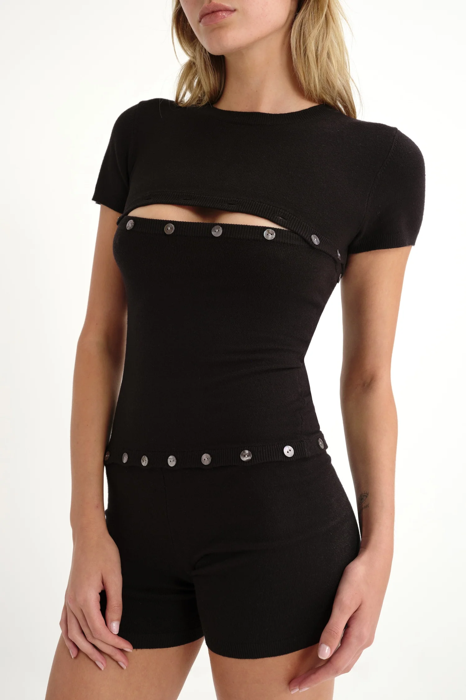 JOSIE KNIT ROMPER - BLACK - Image 5